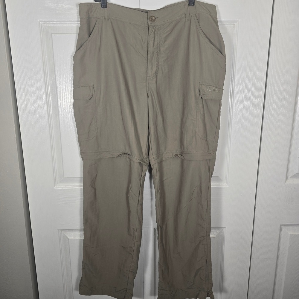 Cabela's Men's 38x32 Convertible Cargo Pants Khaki Nylon Zip Off Hiking Pants